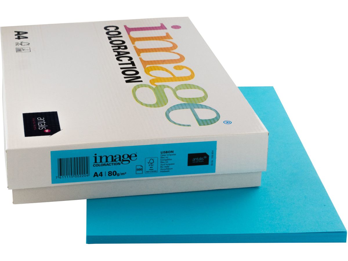IMAGE COLORACTION Kopierpapier Lisbon A4 274578 80g, königsblau 500 Blatt (7611115002204)