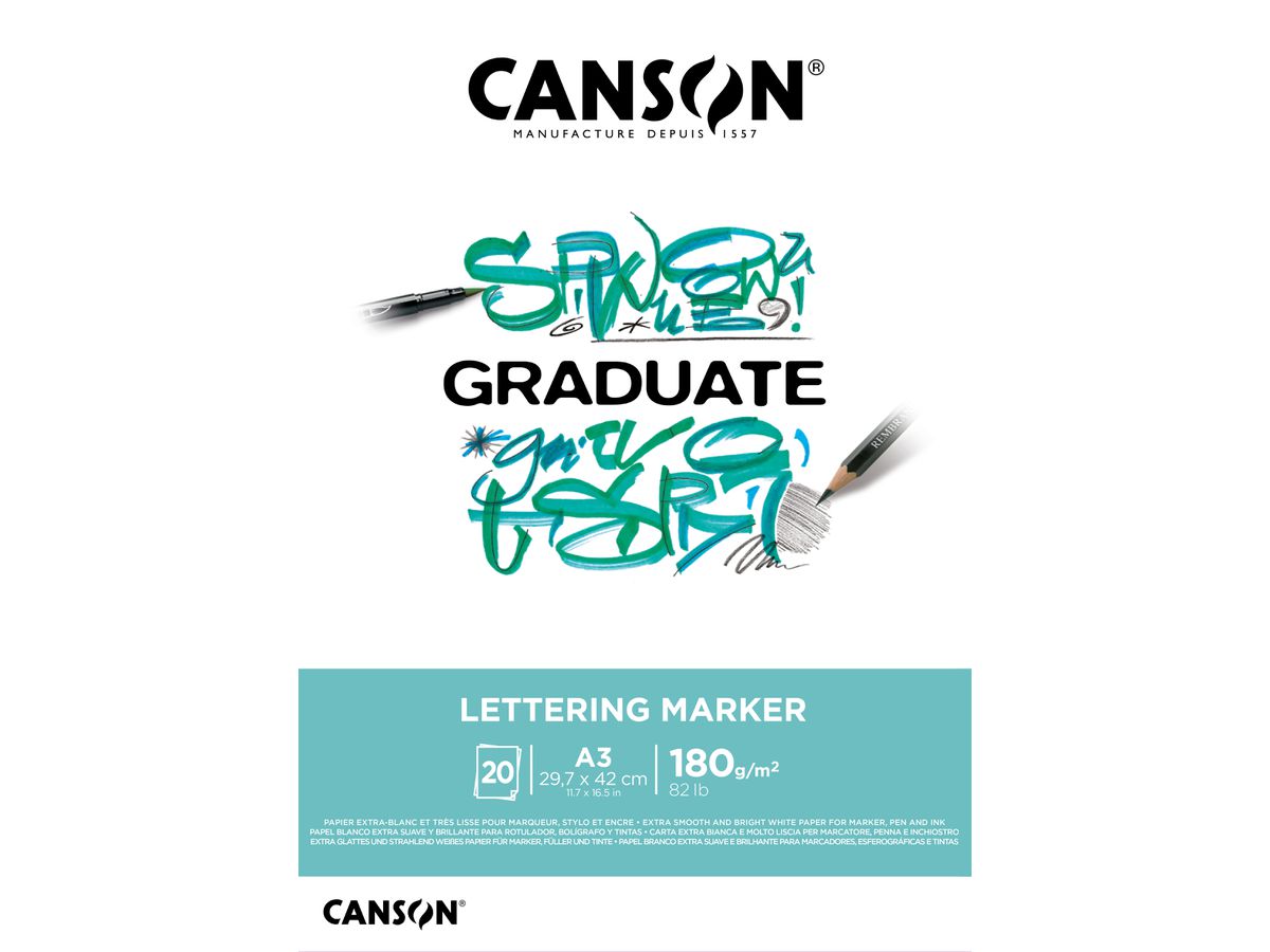 CANSON Graduate Lettering Marker A3 31250P027 20 Blatt, weiss, 180g (3148950060952)