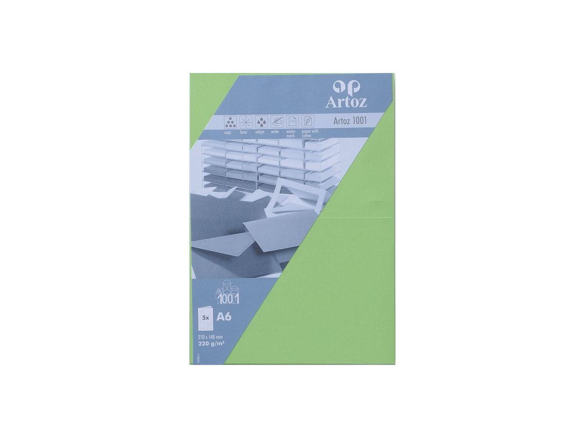 ARTOZ Cartes 1001 A6 107322263 220g, vert bouleau 5 feuilles (7612450247978)