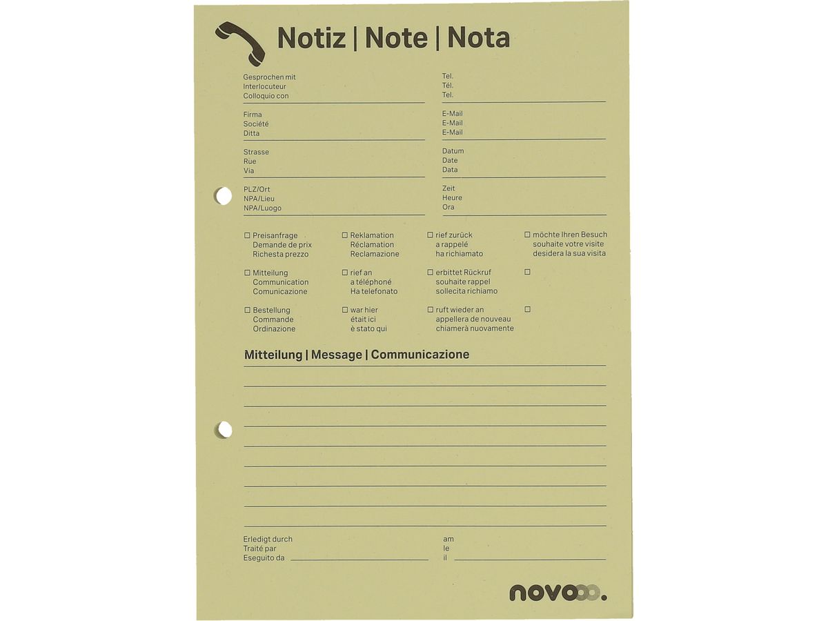 NOVOOO Blocco telefonico A5 694725 giallo, 65g, 80 fogli 5 pezzi (9010729030500)