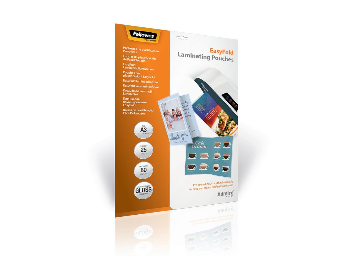 FELLOWES Pelicole per laminazione A3 5602001 lucido, 80my 25 pezzi. (0043859730865)