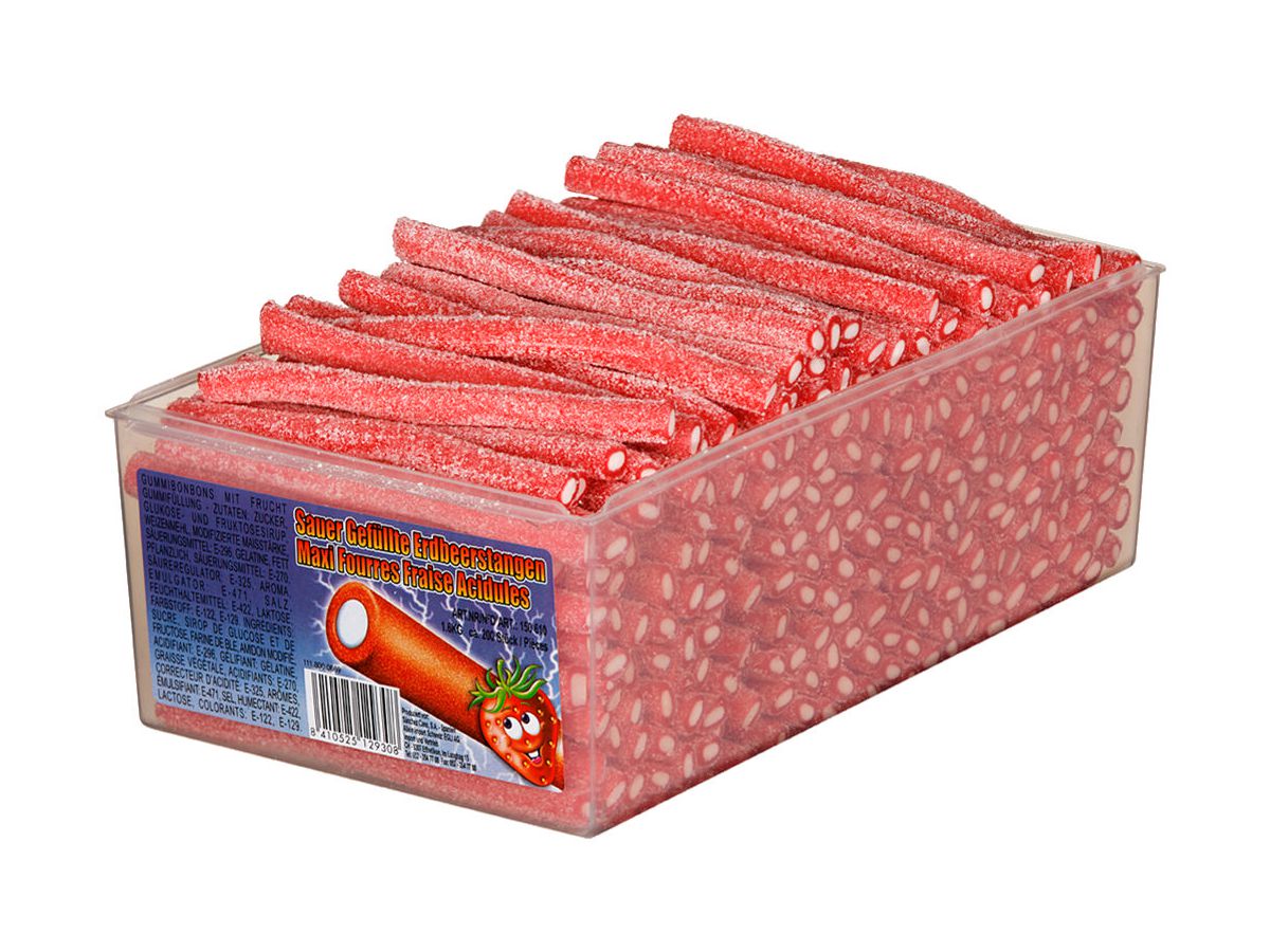 FINI Bastoncini di fragole acide 8642 Box, 1600g (8410525129308)