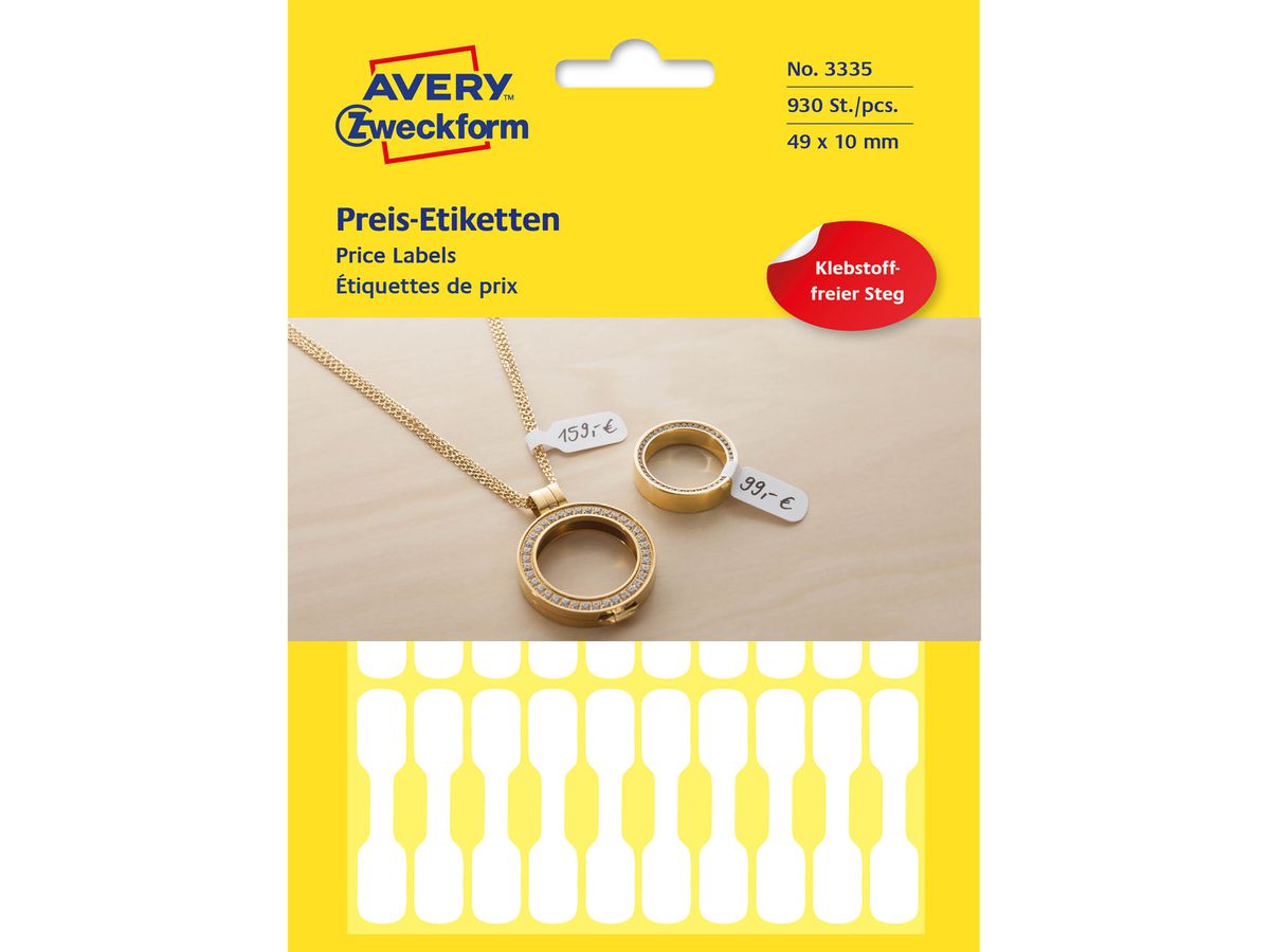 AVERY ZWECKFORM Étiquettes univers. 49x10mm 3335 blanc 924pcs./28fl. (4004182033357)