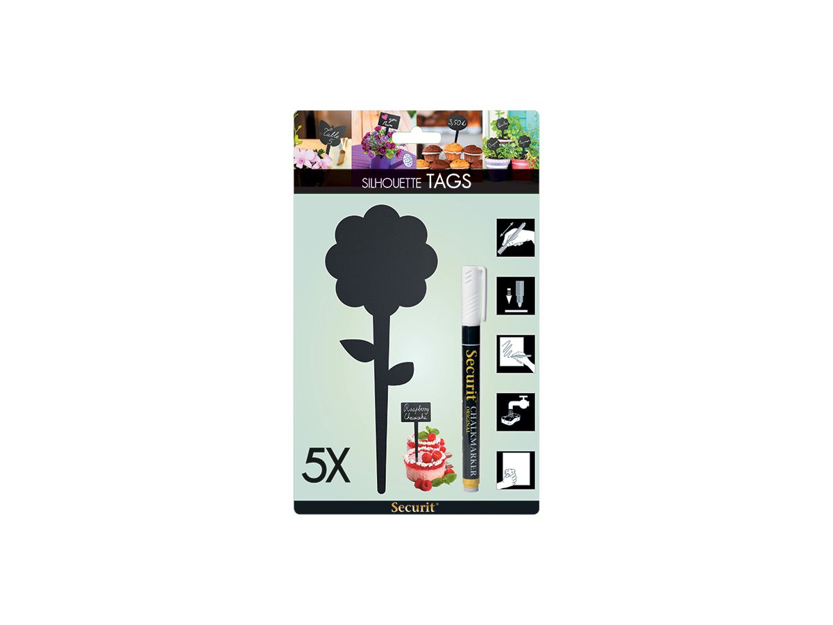 SECURIT Plaque Jardin SILHOUETTE TAG-FLOWER-5 noir 18x7x0.1cm (8718226499011)