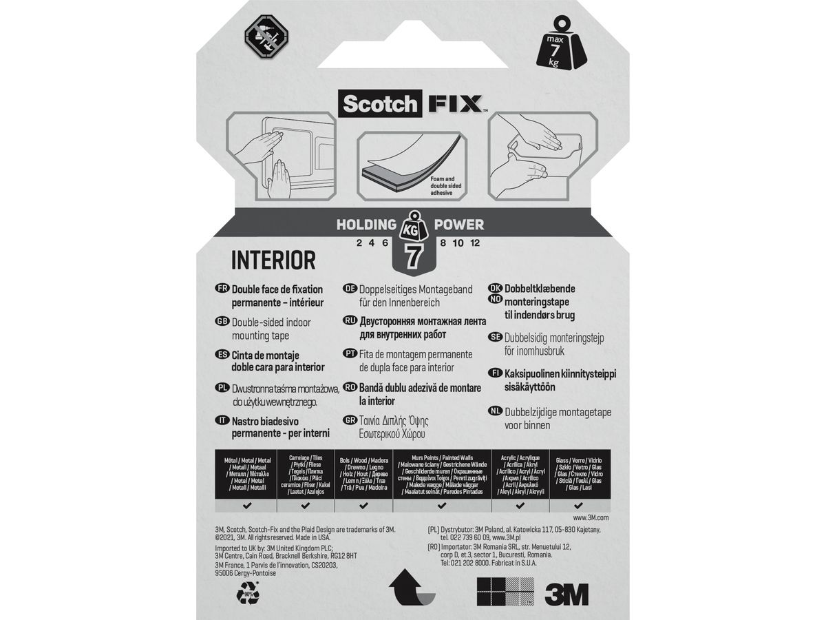 SCOTCH Nastro montaggio 19mmx1,5m 4496G-1915-P (4046719732203)