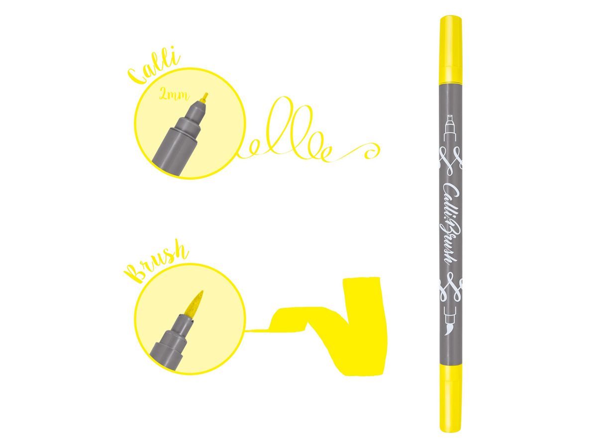 ONLINE Callibrush Pen Double Tip 2mm 19053/6 Fluo Yellow (4014421190536)