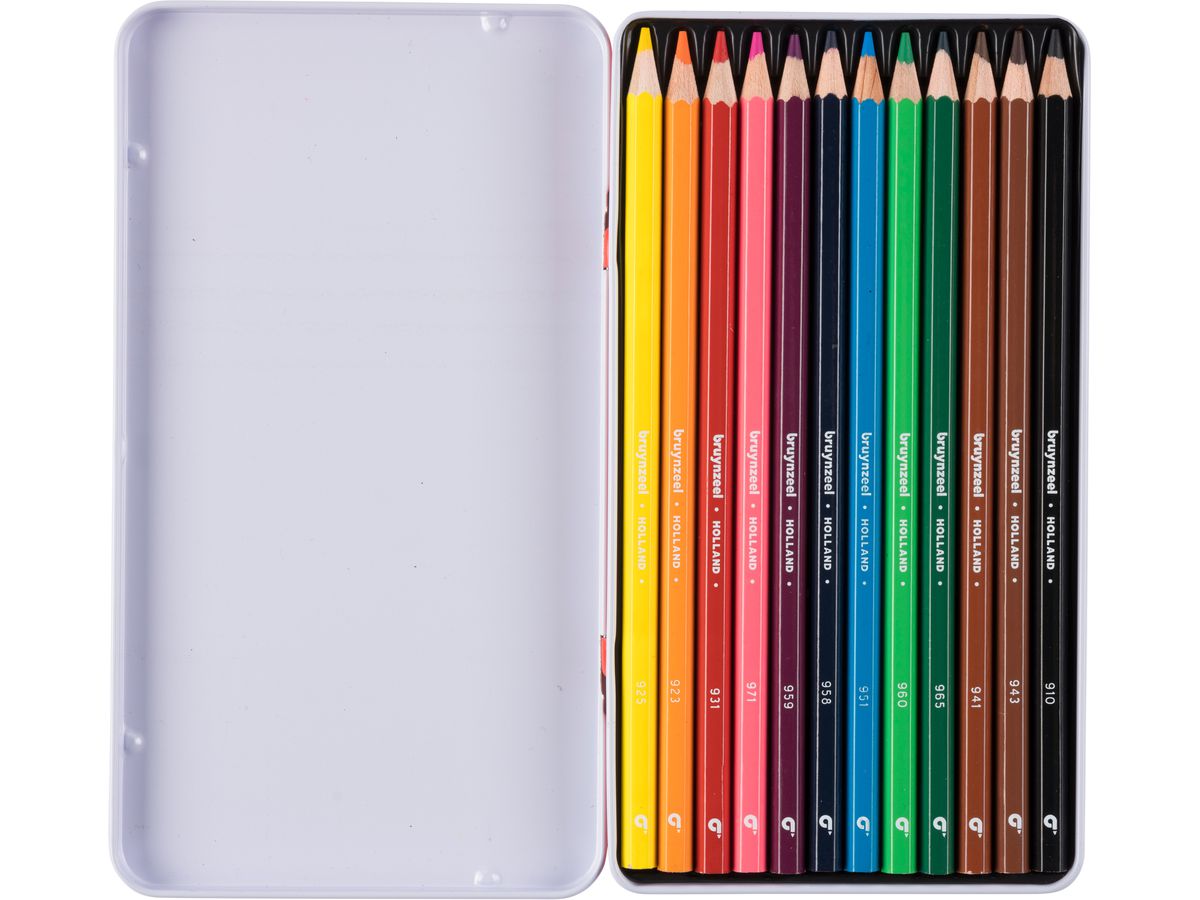 BRUYNZEEL Crayon de couleur Super 3.3mm 60516012 12 couleurs étui en métal (8712079434427)