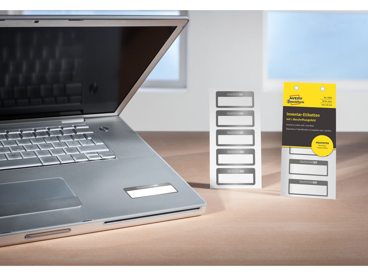 AVERY ZWECKFORM Etichette inventare 50x20mm 6905 nero, Polyester 10fl.50pz. (4004182069059)