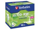 VERBATIM CD-RW Jewel 80MIN/700MB 43148 8-12x 10 Pcs (0023942431480)