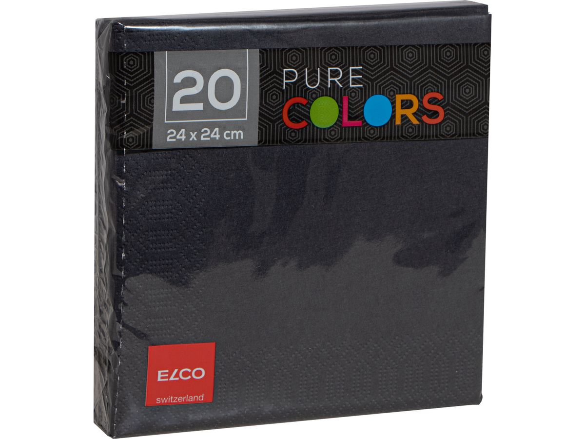 ELCO Serviettes tissue 24x24cm PC234020-090 3 plis, noir 20pcs. (7612614062997)