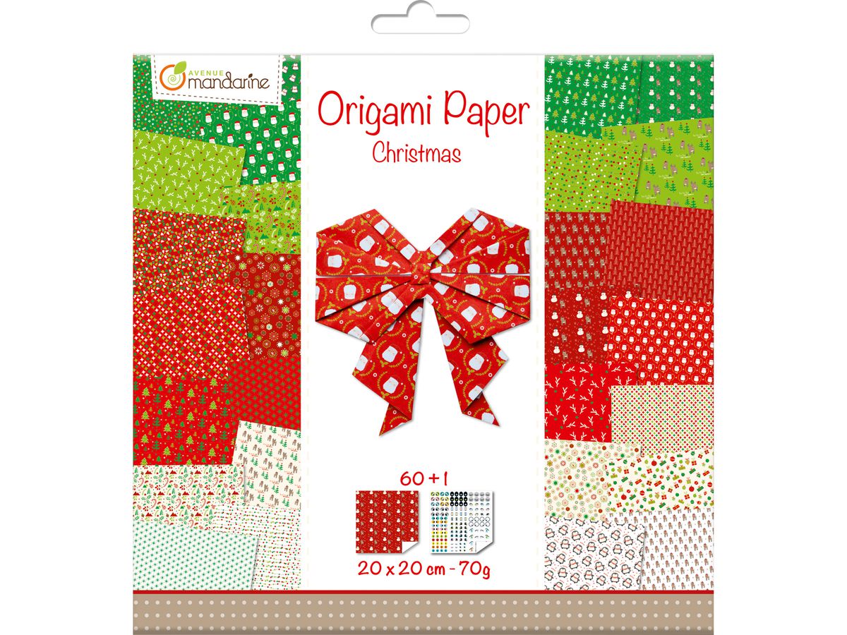 MANDARINE Dépliants Origami 20x20cm OR506C X-Mas 70g 60 feuilles (3609510575069)