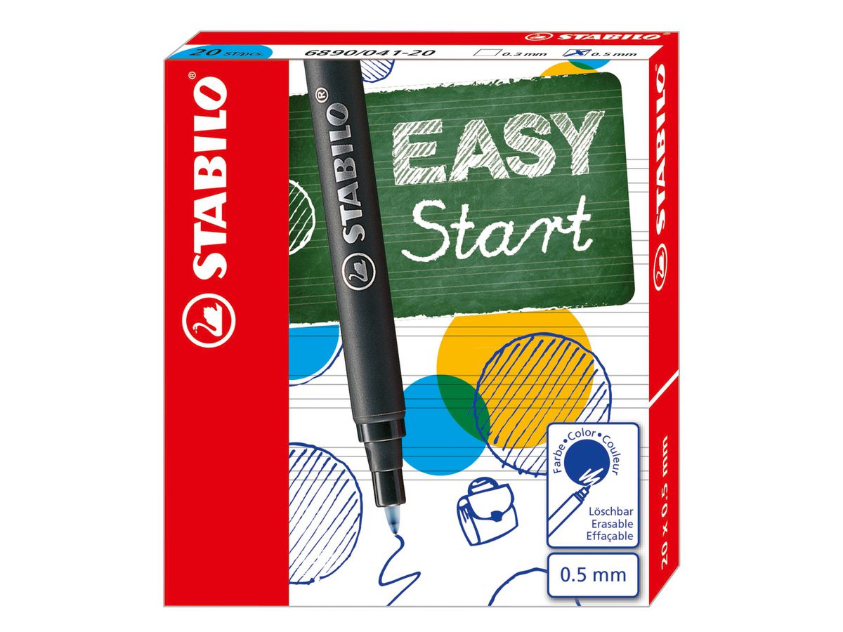 STABILO Tintenpatronen Easy 0,5 mm 6890/041-20 blau 20 Stück (4006381197472)