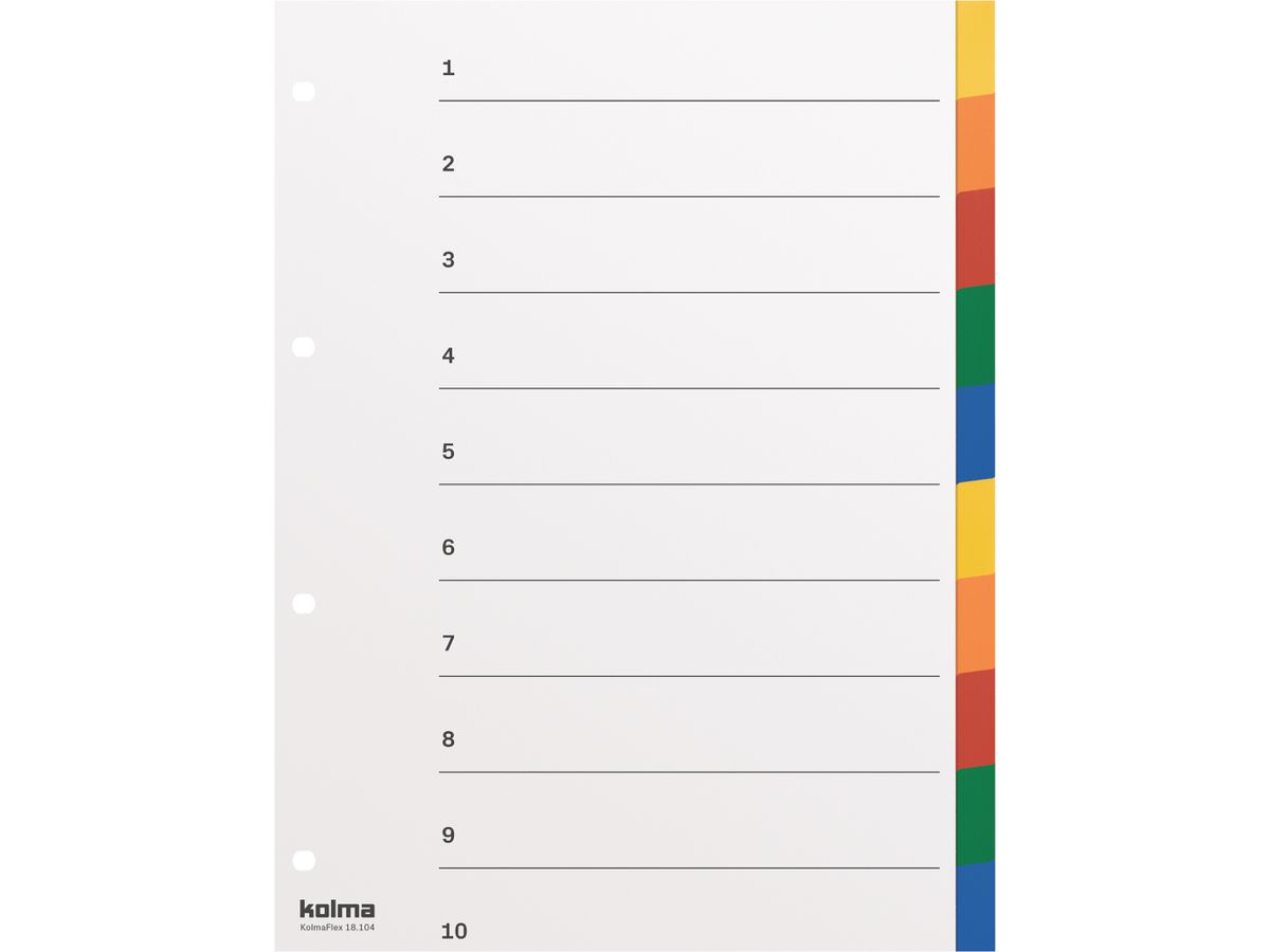 KOLMA Registro PP KolmaFlex A4 18.104.20 multicolore 10 pzi (7611967180037)