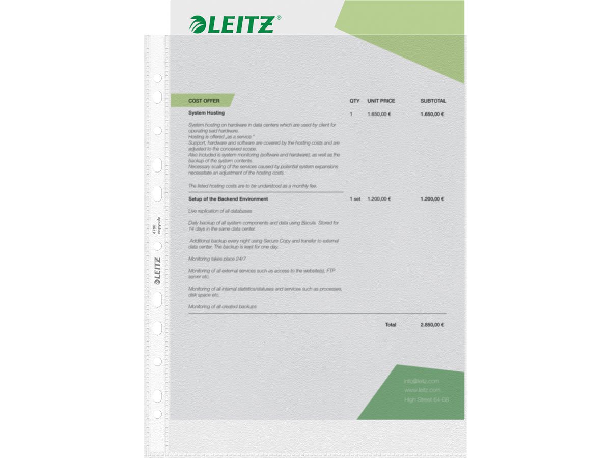 LEITZ Dossier PP A4 47900000 grana, 0,09mm 100 pz. (4002432432134)