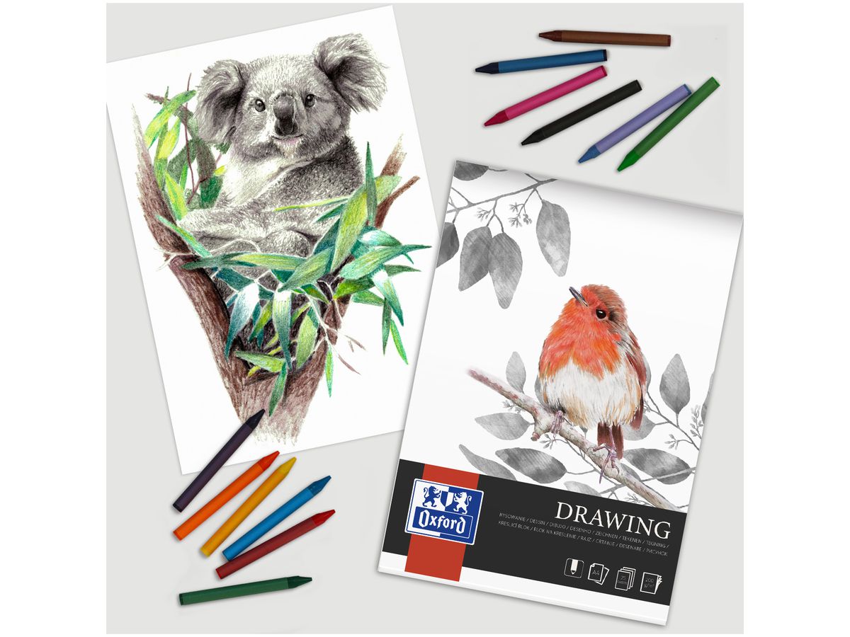 OXFORD Art Bloc à dessin A4 400166107 en blanc, 160g 40 feuilles (5904017077701)