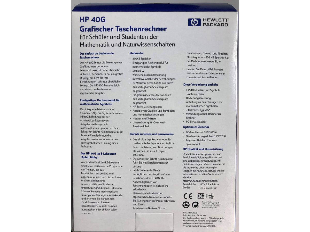 HP Calculatrice 40G ABD DE (0725184262517)