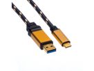 ROLINE USB-A-C, Lade & Datenkabel 11.02.9013 Gold, ST/ST, 3.2 Gen2 1m (7611990152575)