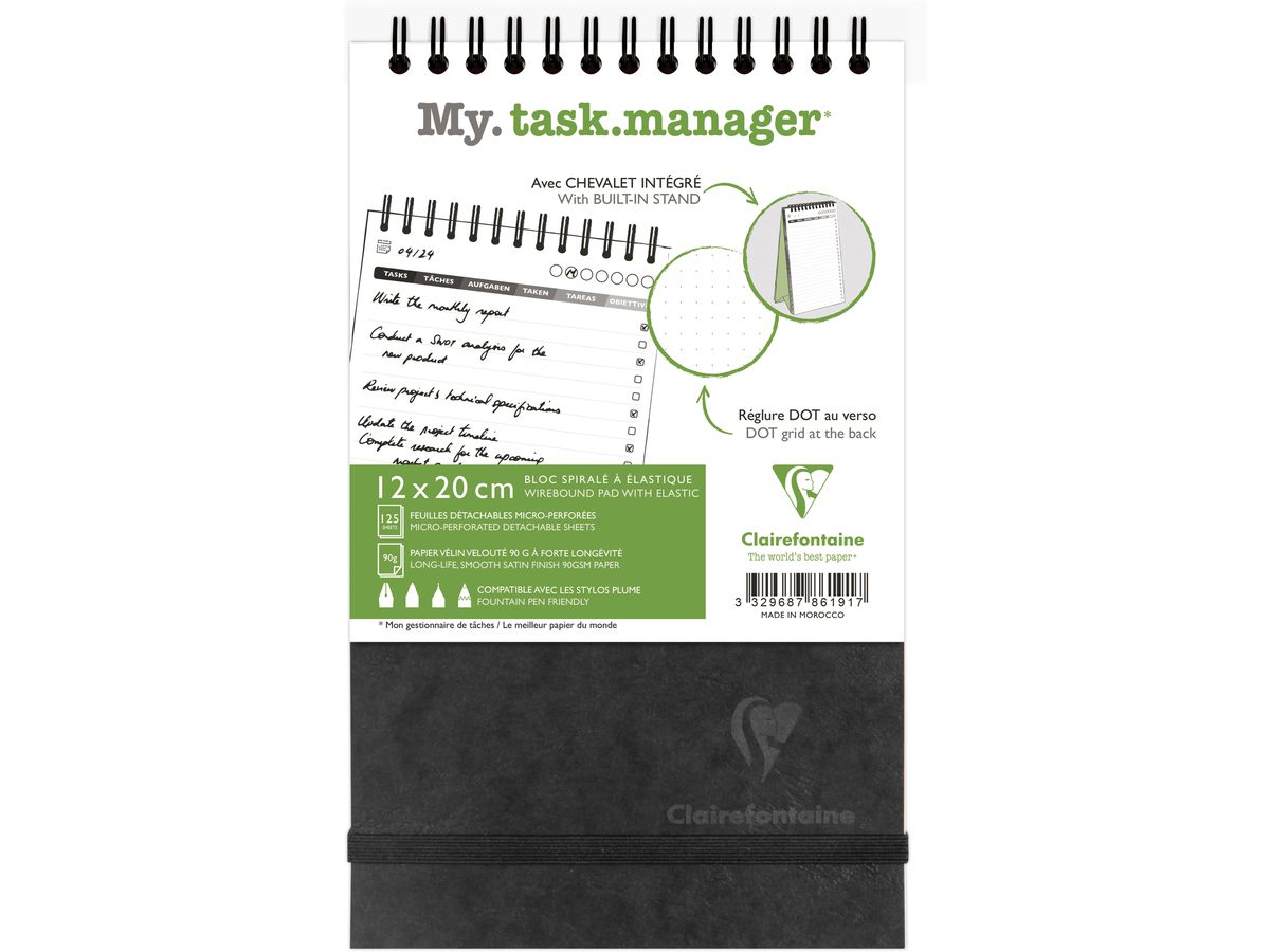 BIELLA Agenda AgeBag undatiert 786191C Task M 125 Blatt sw 12x20cm (3329687861917)