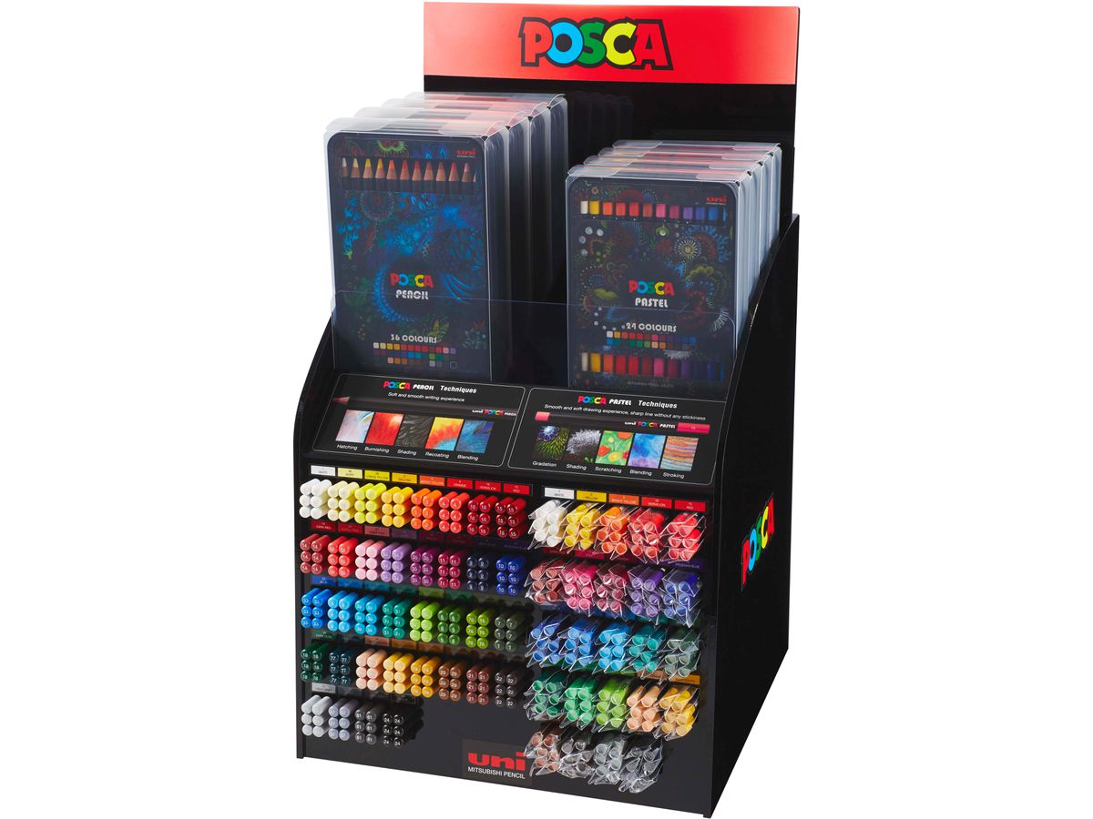 POSCA Display Pastel/Pencil KPA100 KPE200 50D 600 Stück ass. (4902778251263)