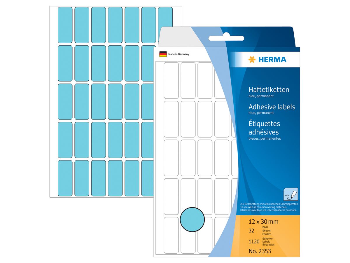 HERMA Etichette 12×30mm 2353 blu 1120 pezzi (4008705023535)