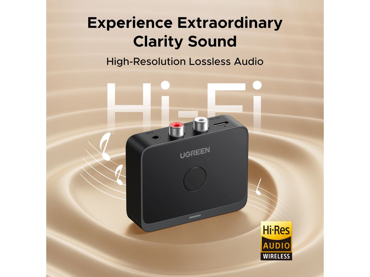 UGREEN Receiver Audio Adapter, BT 55545 3.5 mm and 2RCA Adapter (6941876255450)