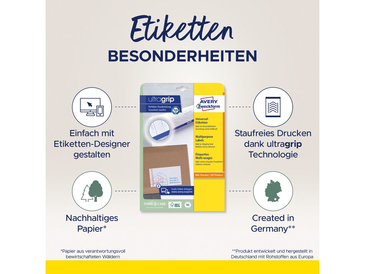 AVERY ZWECKFORM Etiquettes univers. 105x74mm 6138 blanc 30 flls. (4004182061381)