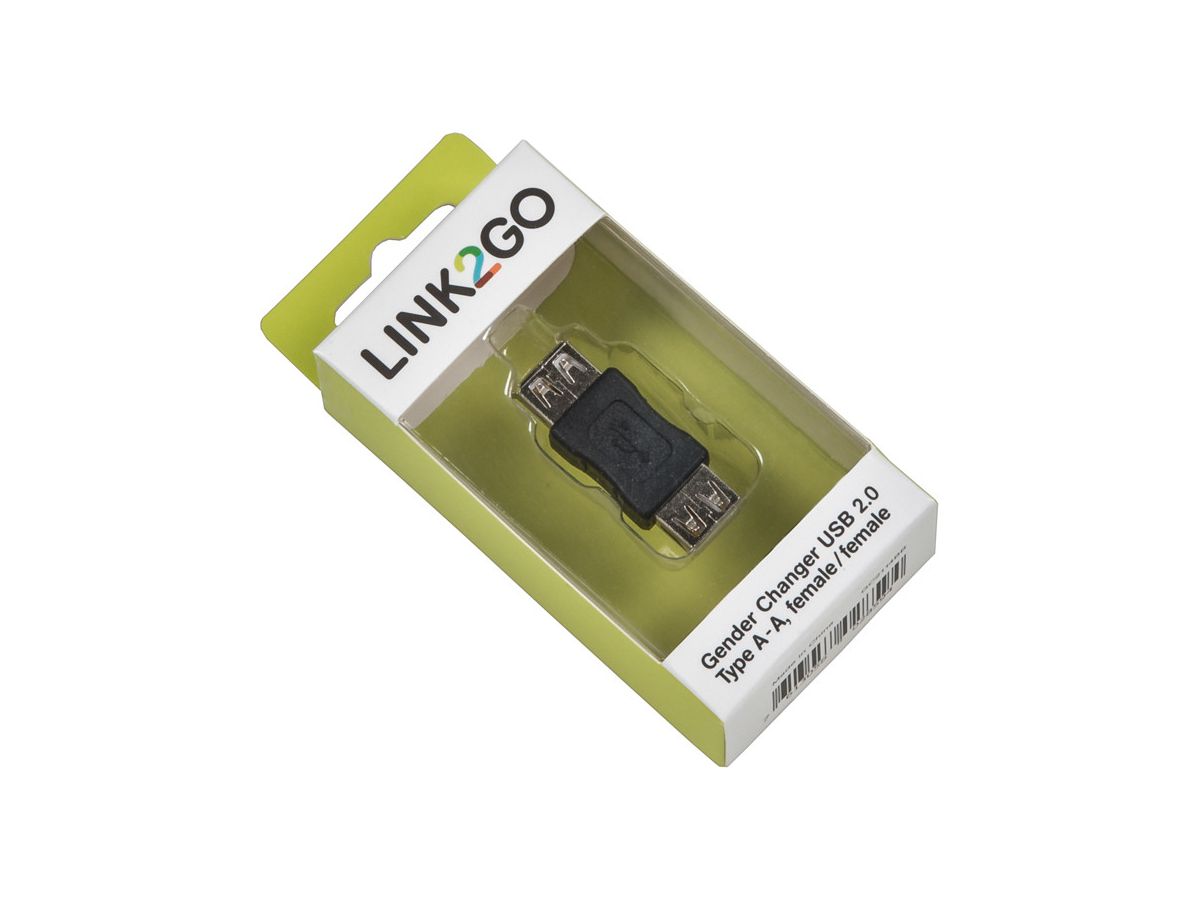 LINK2GO Gender Changer USB 2.0 GC2114BB Type A - A, female/female (7613058028594)