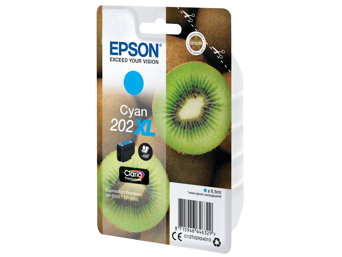 EPSON Tintenpatrone 202XL cyan T02H240 XP-6000/6005 650 Seiten (8715946646329)