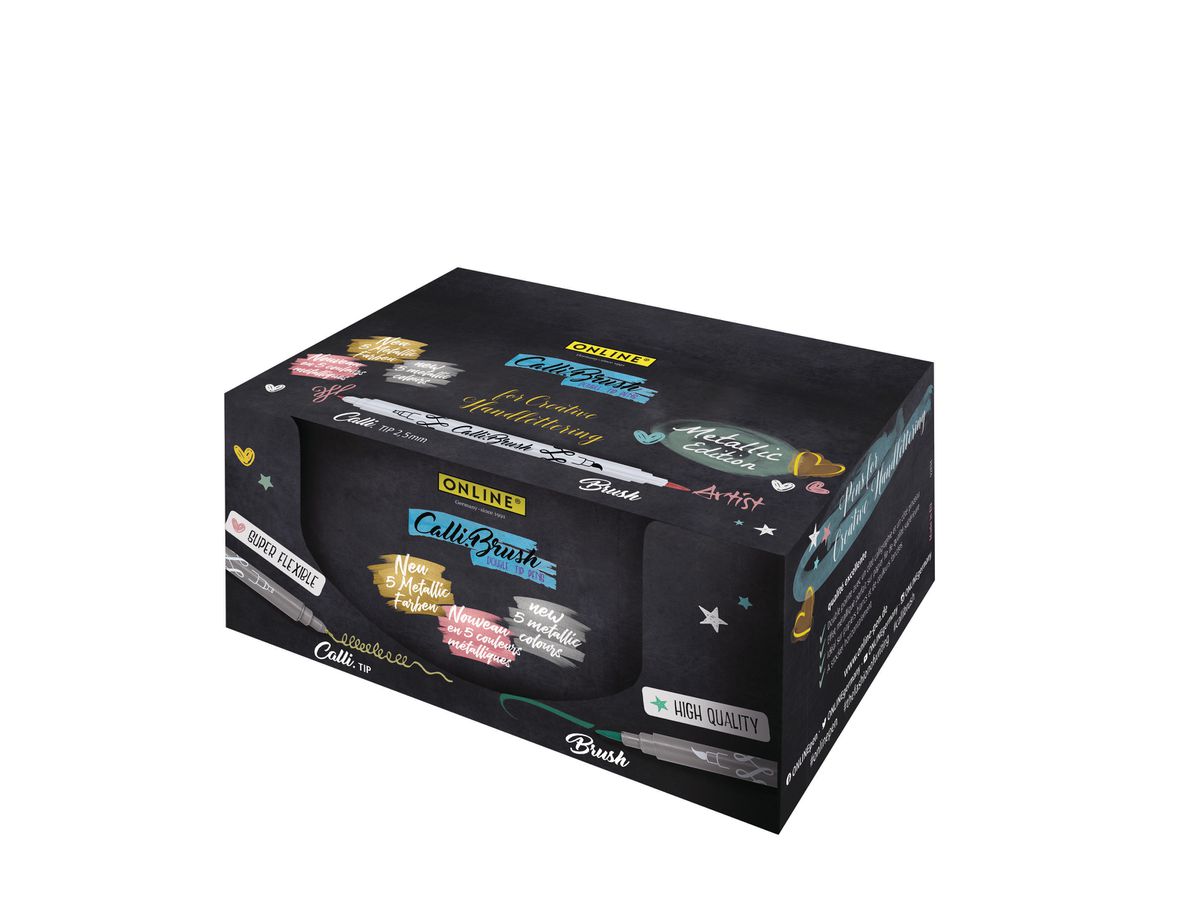 ONLINE Callibrush Pen Double Tip 19090/10 metallic,5 ass. Coul./10 pcs. (4014421190901)