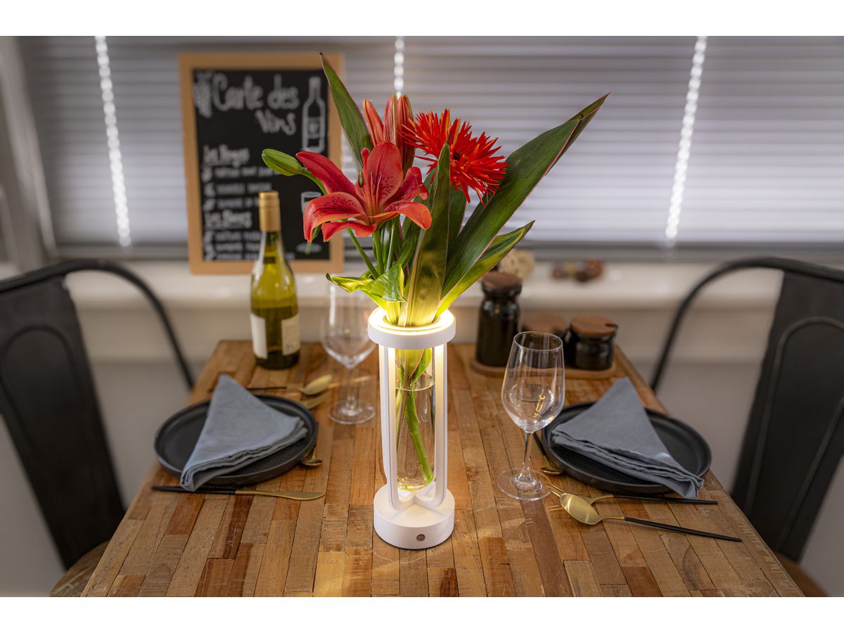 SECURIT Lampada da tavolo FLORENCE LP-FL-WT bianco, batteria, regolabile (8720663161383)