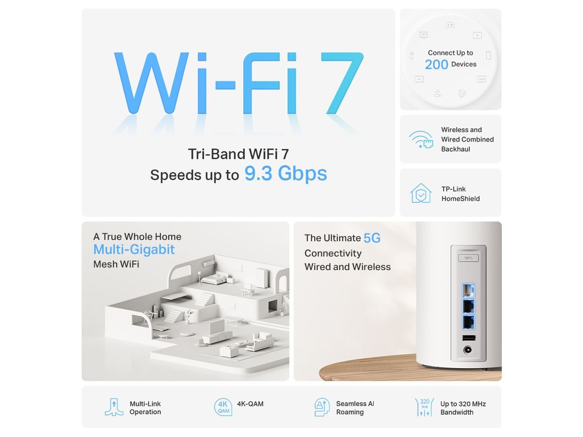 TP-LINK WHMesh Wi-Fi 7 System Deco BE65 Pro(3-pack) BE9300 (8885020621679)