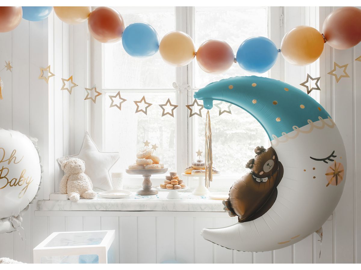 PARTYDECO Palloncino in foil 86cm FB196-001J Orsacchiotto sulla luna blu (5904555028456)