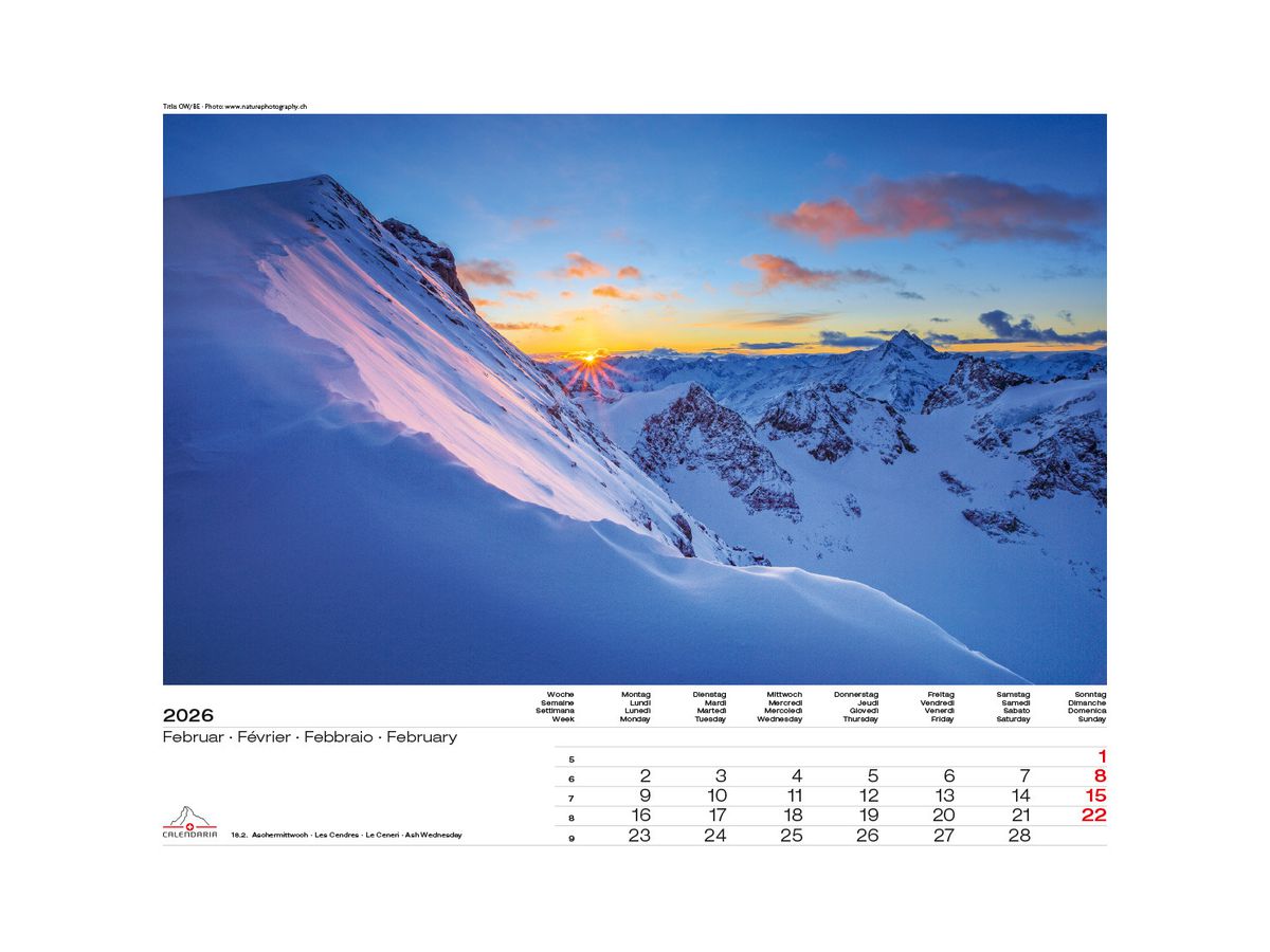 CALENDARIA Calendrier 2026 9783036205076 Schweiz-Suisse ML 40x31cm (9783036205076)