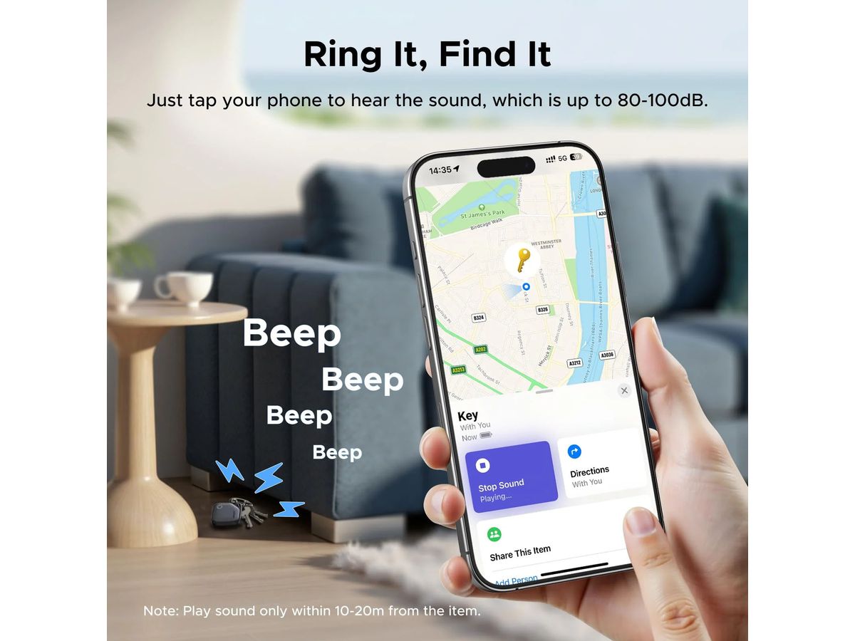 UGREEN Finder 2 Tracker Apple 75119A Find My,iOS,USB-C,Black (6941876277667)