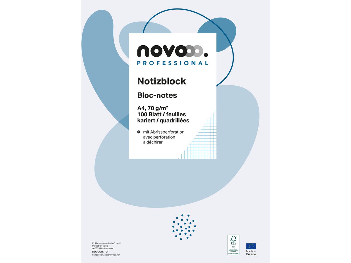 NOVOOO Blocco note bianco A4 694722 quadrett. 4mm, 70g 5x100 fogli (9010729030449)