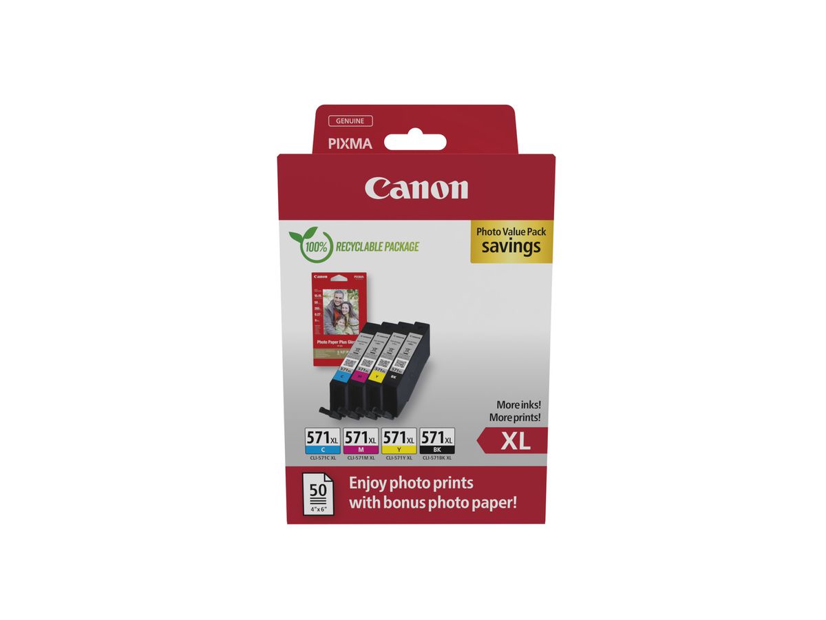 CANON Ink Photo Value Pack XL BKCMY CLI-571VAL PIXMA MG5750 11ml (8714574679204)