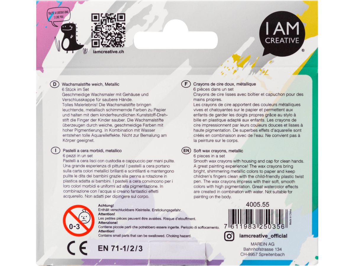 I AM CREATIVE Pastelli a cera 4005.55 Metallico 6 pezzi (7611983250356)