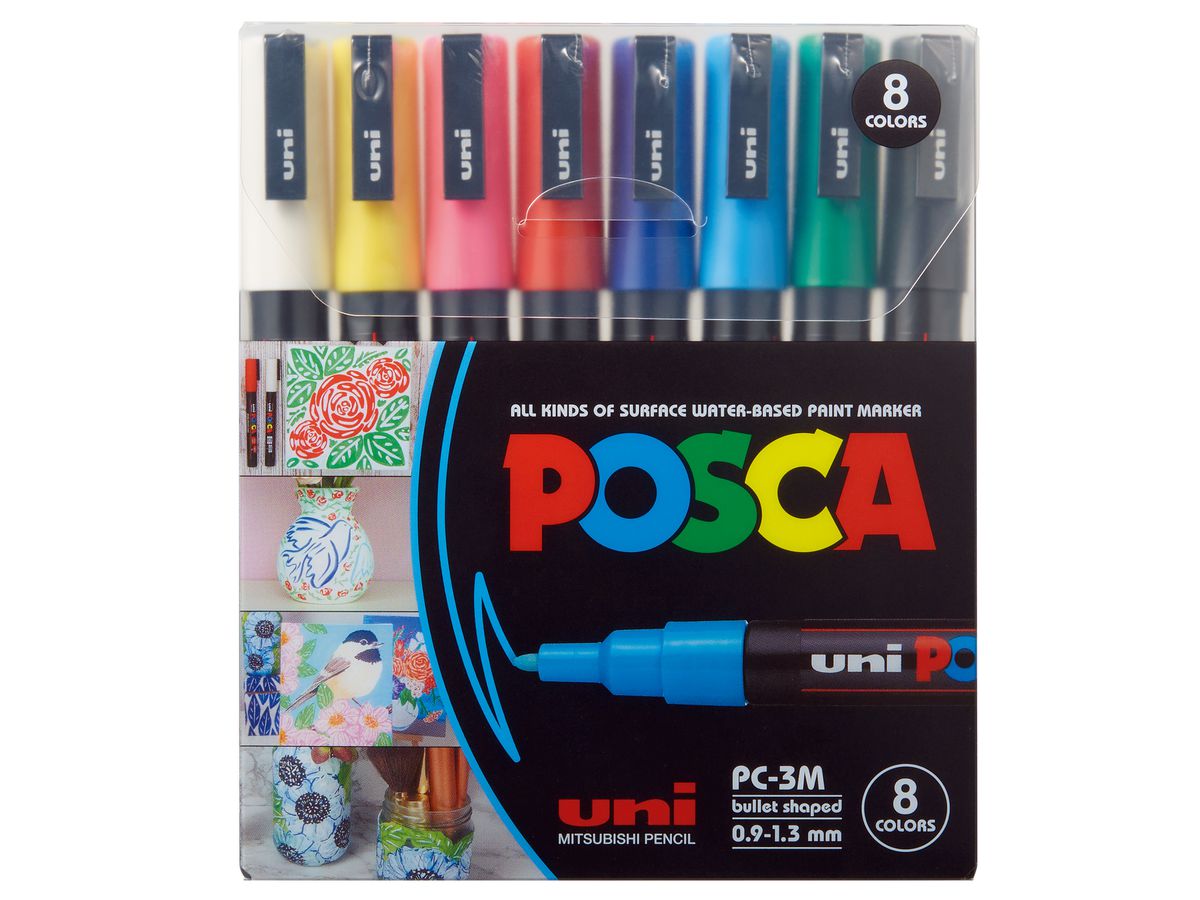 UNI-BALL Marker Posca 0.9-1.3mm PC-3M 8C 8 colori ass. (4902778246115)