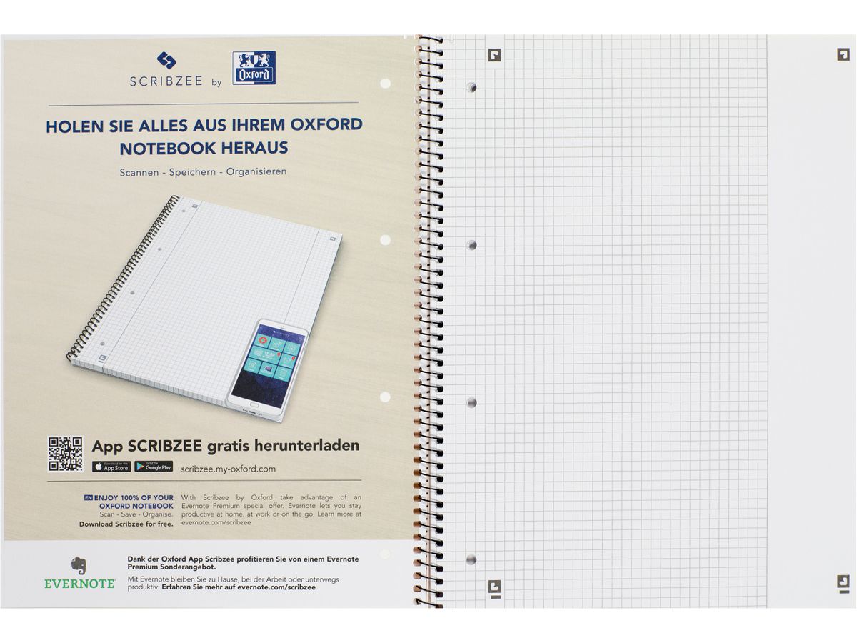OXFORD Collegeblock A4+ 100050356 kariert, 90g 80 Blatt (4006144921269)