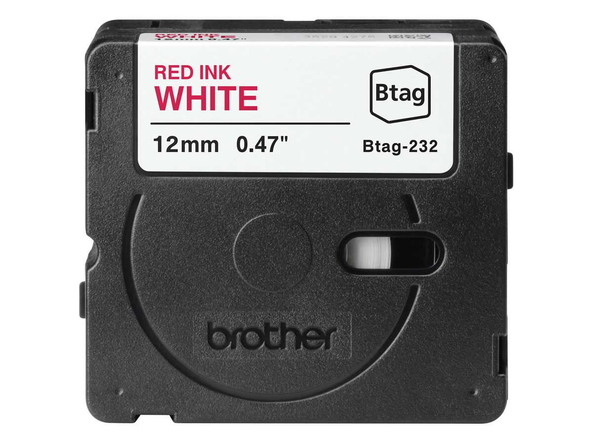 PTOUCH Ruban rouge/blanc non laminé BTAG-232 PT-N10/N20/N25BT 12 mm (4977766835817)