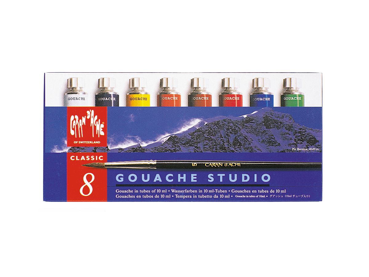 CARAN D'ACHE Deckfarbe Gouache 2001.408 8 Farben Pinsel (7610186154089)