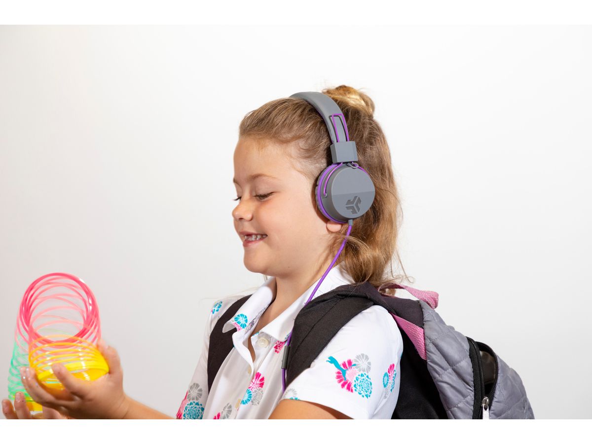 JLAB JBuddies Studio Kids On-Ear IEUHJKSTUDIORGRYPRP6 Wired, Grey/Purple (0812887015431)