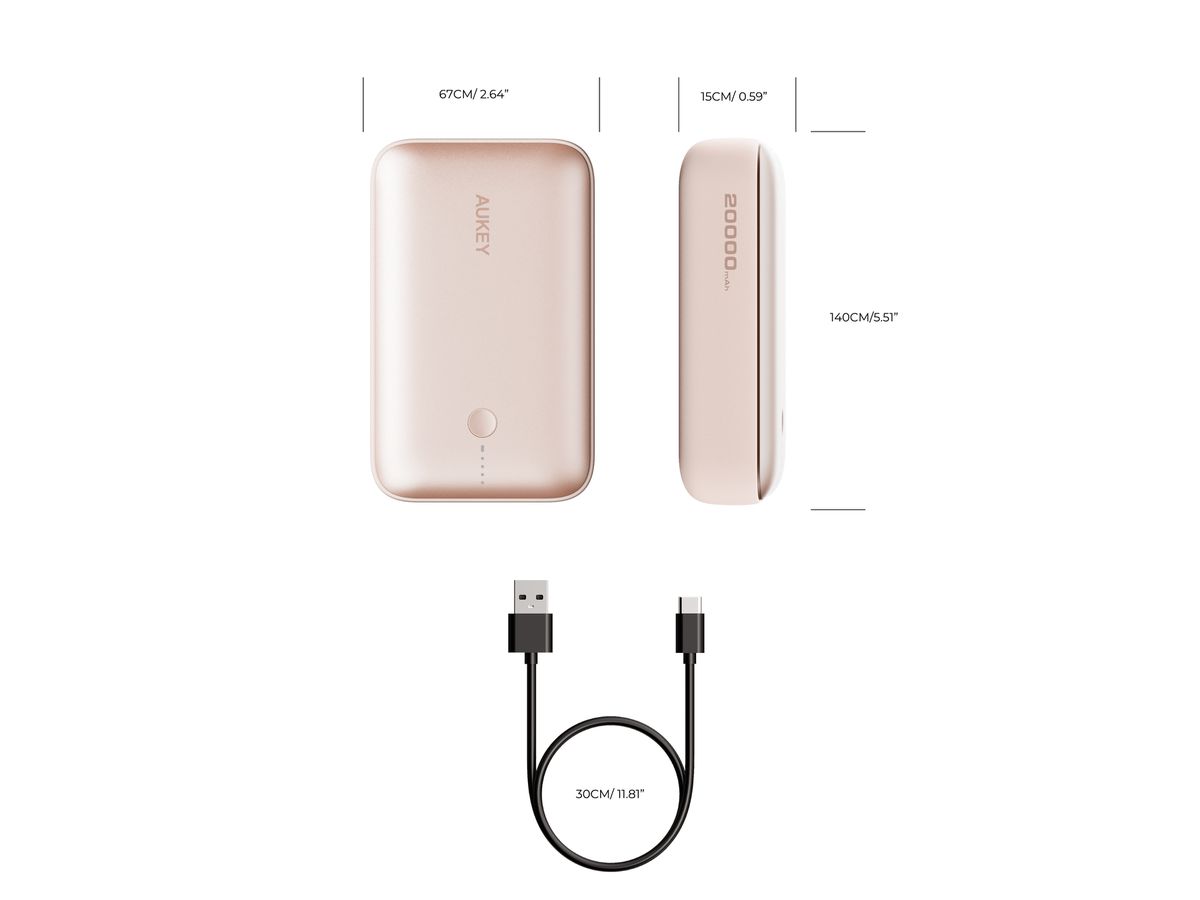 AUKEY Spark Mini 20000, 20W, PD,QC PB-Y57 PI Powerbank,Pink,USB-C,USB-A (0689323788347)