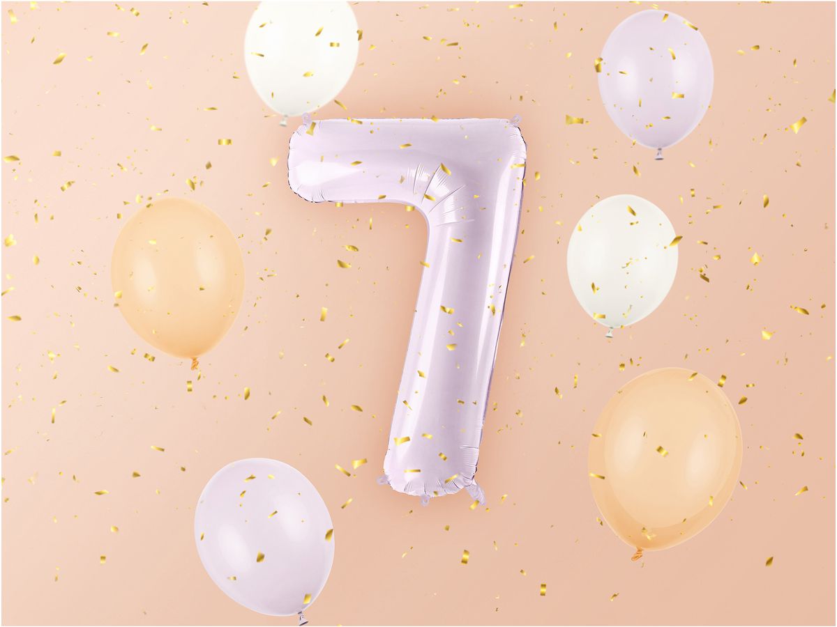 PARTYDECO Ballon en plastique no. 7 72cm FB230G-7-014 violet (5904555052598)