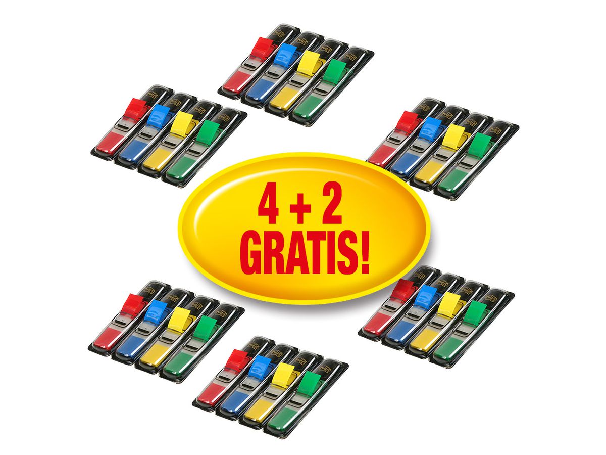 POST-IT Index Mini Promo 11.9x43,2mm 683-4+2P 4 colori, 6 pezzi ()