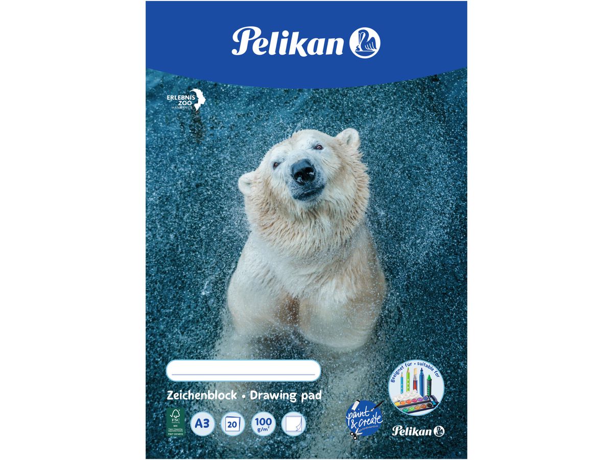 PELIKAN Bloc à dessin A3 224840 ass.,100gr 20 feuilles (4012700224842)