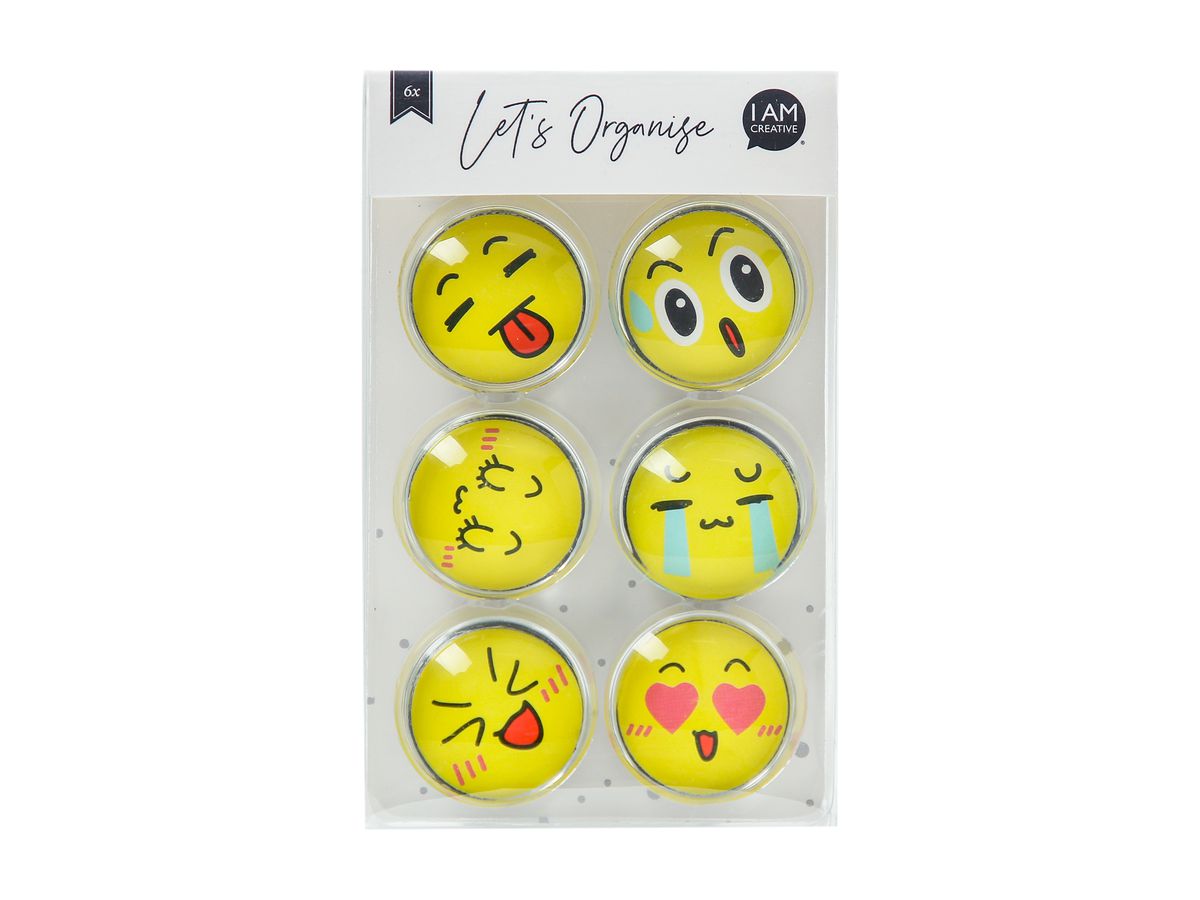 I AM CREATIVE Aimant Smiley Let`s Organize 4035.64 Verre, 30mm 6 pièces (7611983215614)