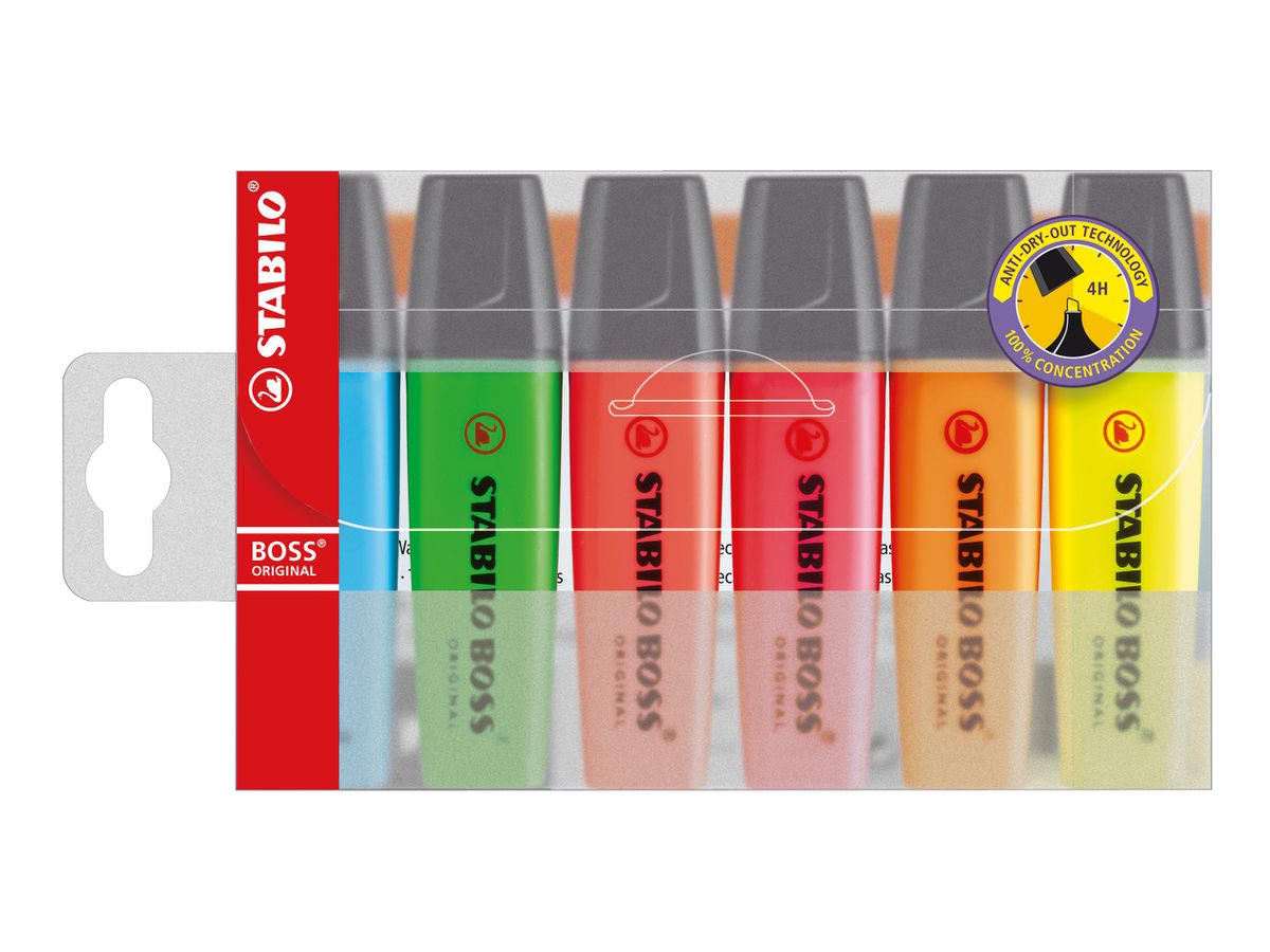 STABILO Textmarker BOSS ORIGINAL 2-5mm 70/6 6 colori (4006381215701)