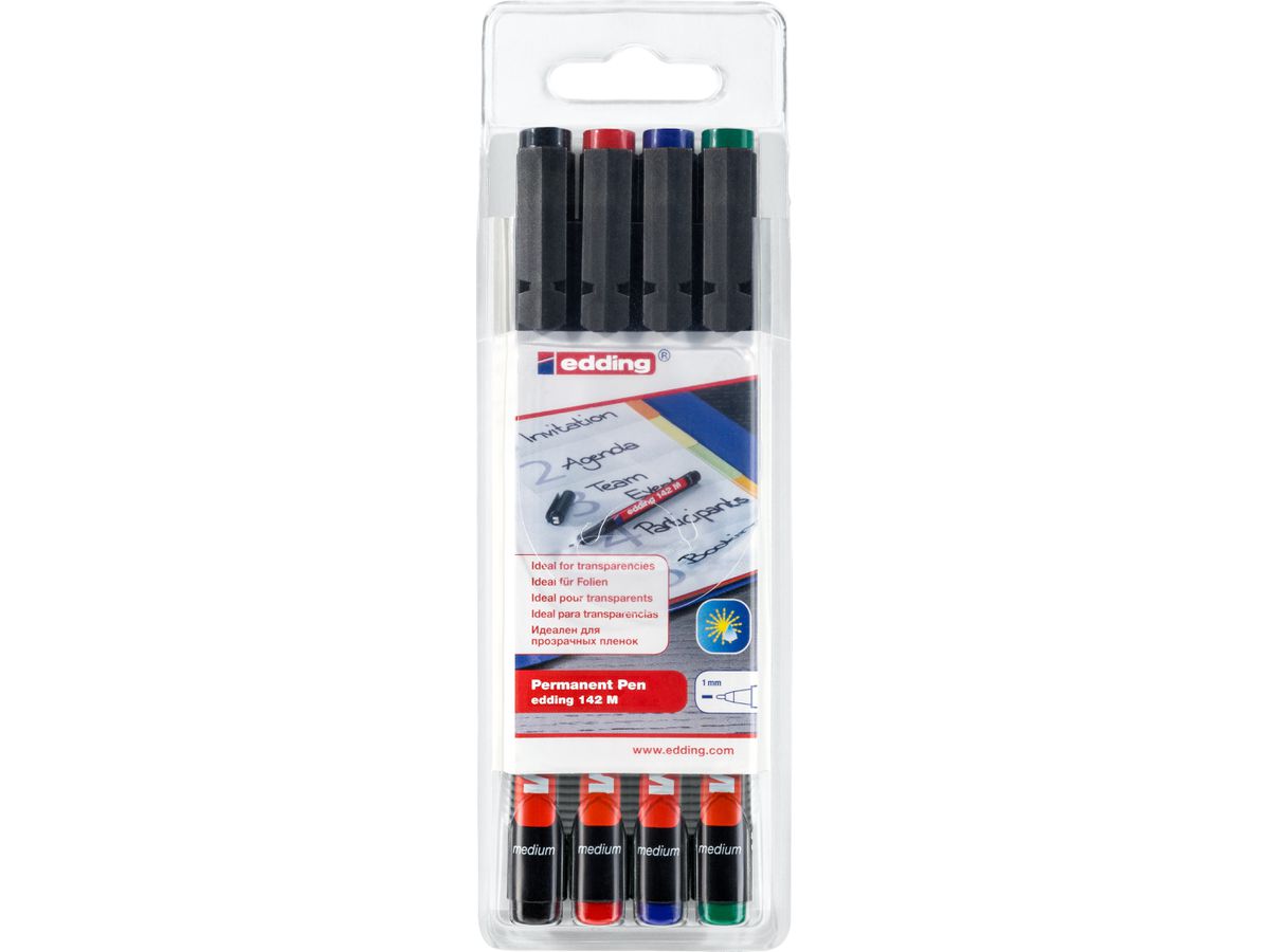 EDDING OHP-Marker permanent M 142-E4 4 pcs., étui (4004764001965)
