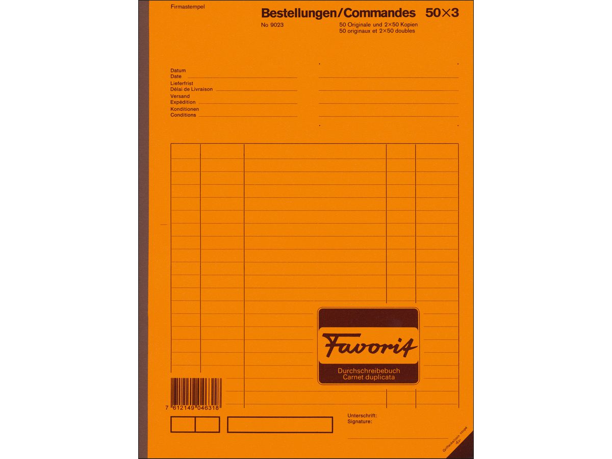 FAVORIT Nota commissionee D/F A4 9023 bianco 50x3 fogli (7612149046318)